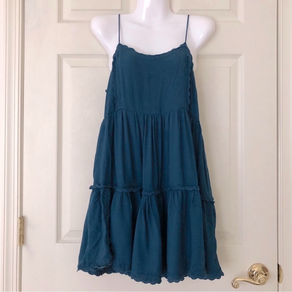 Urban Outfitters Tiered Babydoll Dress Teal Blue Size Medium
